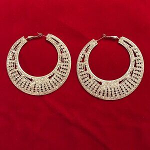 Silver Rhinestone Moon Hoop Earrings